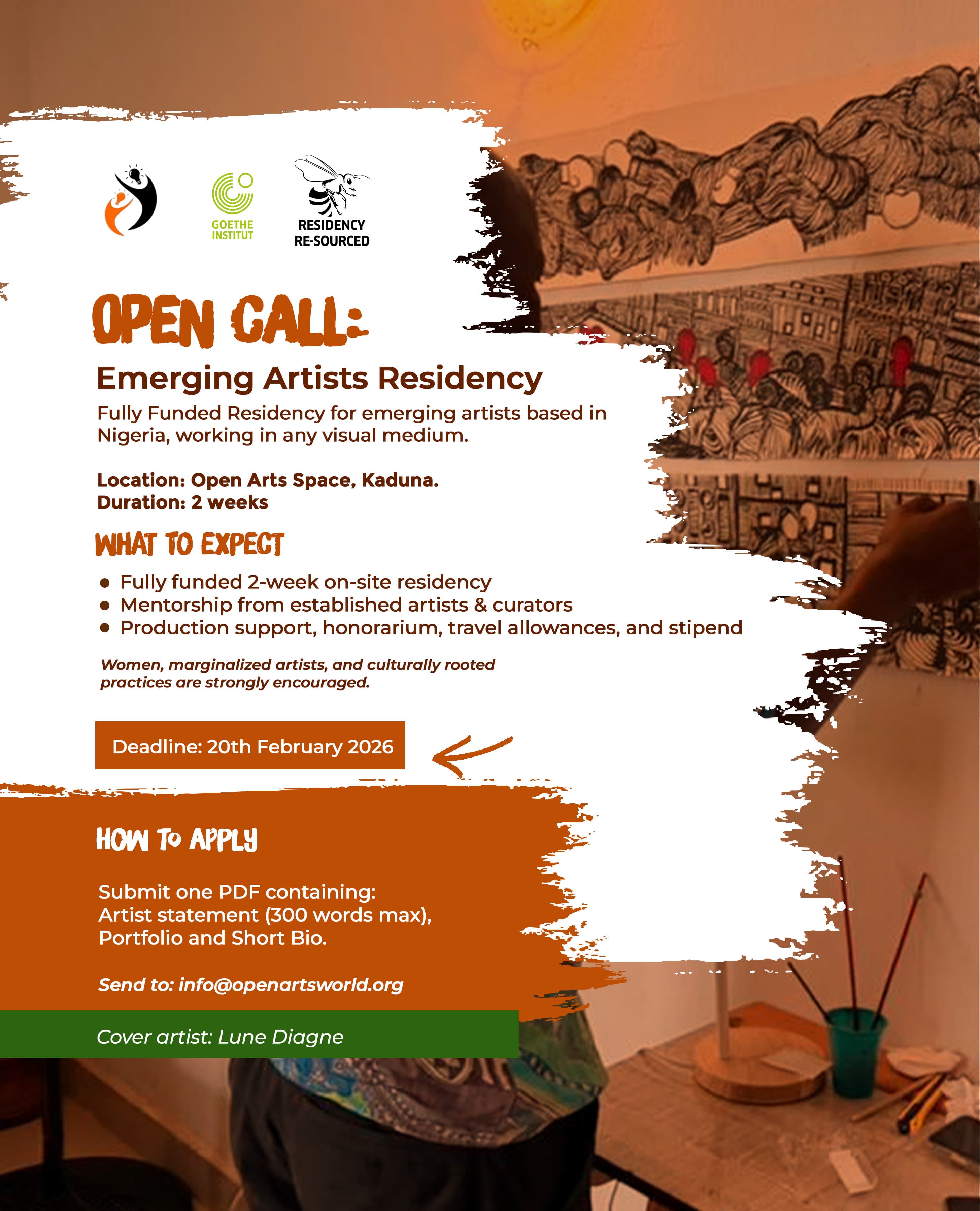 OPEN CALL: Emerging Artists Residency 2026 Background